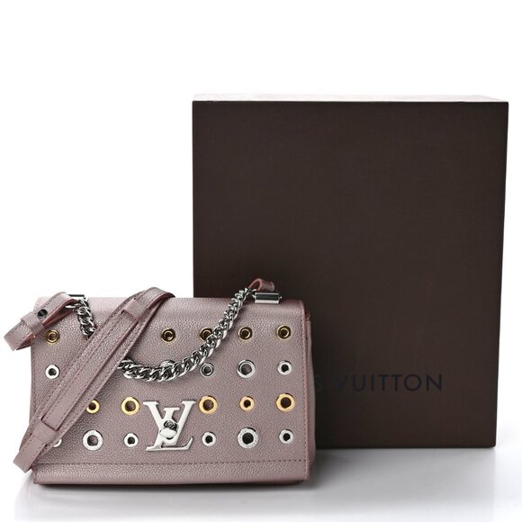 Louis Vuitton Soft Calfskin Eyelet Lockme II LV Logo Chain Bag BB Rose Gold - Picture 13 of 15